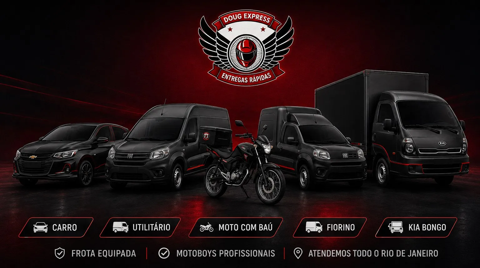 Frota Doug Express: carro, utilitário, moto com baú, fiorino e caminhão 3/4